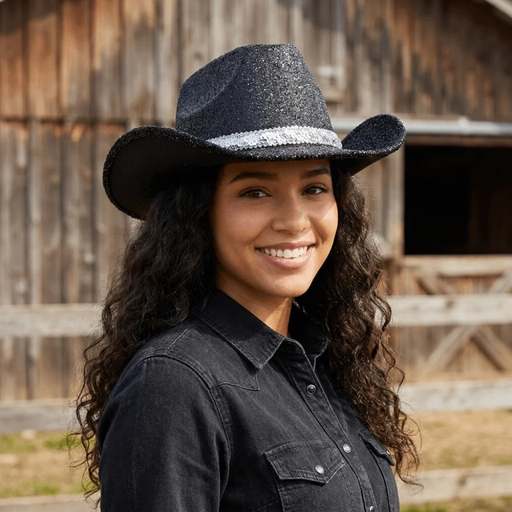 Cool Sequin Bowler Hat Shimmering Glitter Western Cowboy Hat Fedoras Hat Jazz Hat Cowgirl Hat Halloween Party