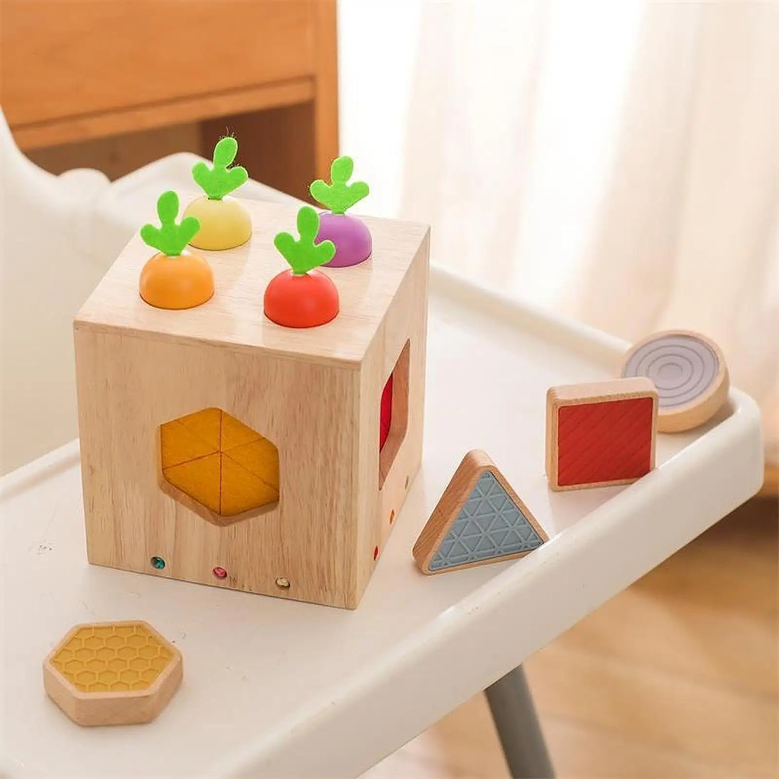 Activity Cube Baby Toy, Color Recognition Box Educational Toy, Classic Fine Motor Skills, Carrot Stacking Game for Kids