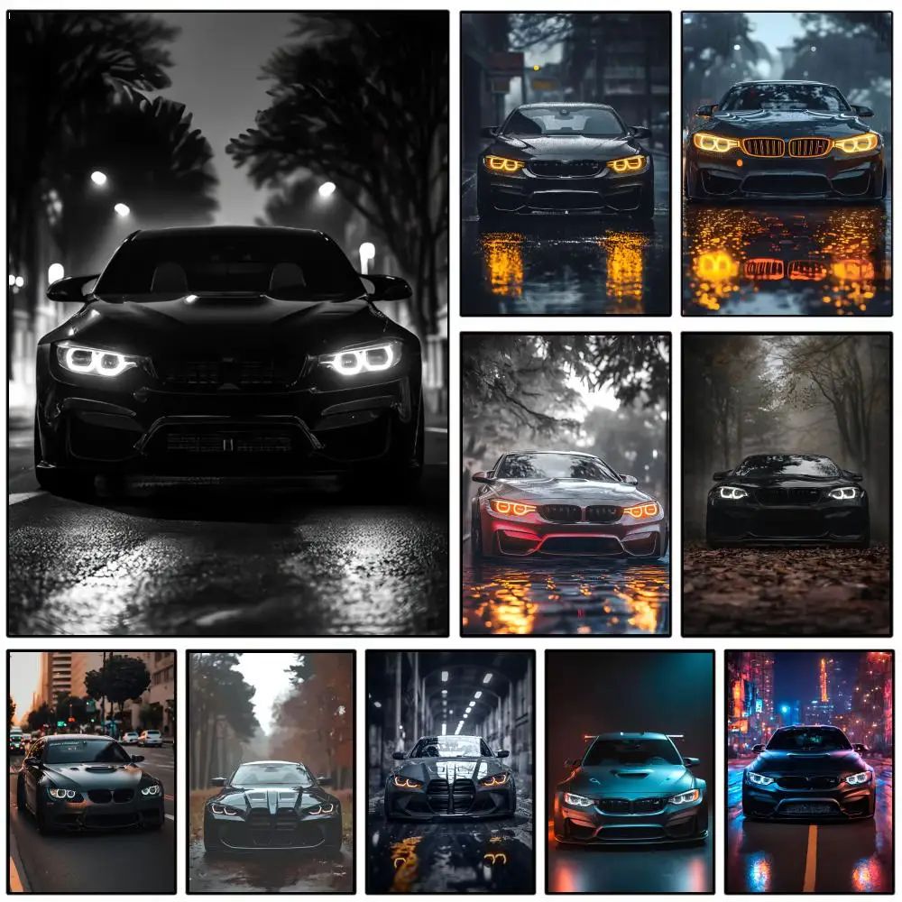 Black Car Poster Modern and Minimalist Wall Stickers for Hom