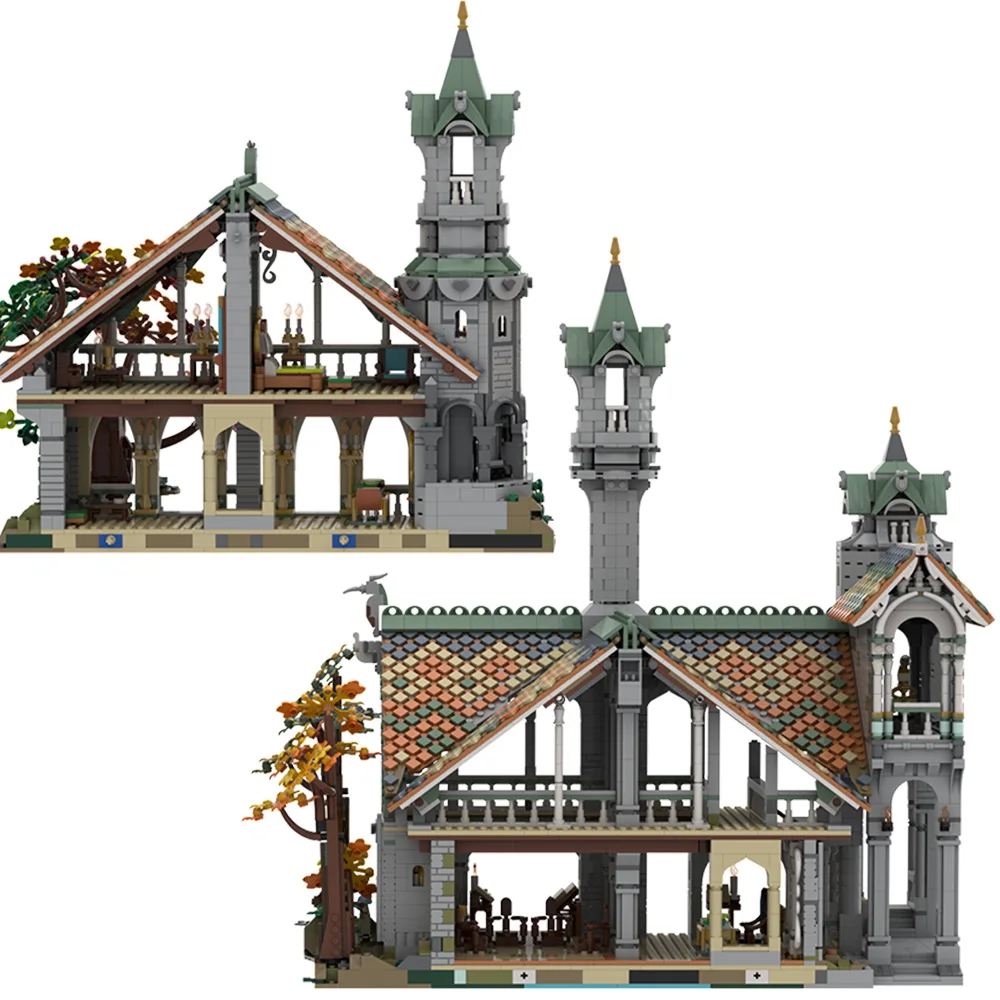 MOC Film Pierścienie Świata Średniowieczna Architektura Klocki Model Śnieżny Troll Jaskinia Cegły DIY Zabawka do Składania dla Dzieci Prezent