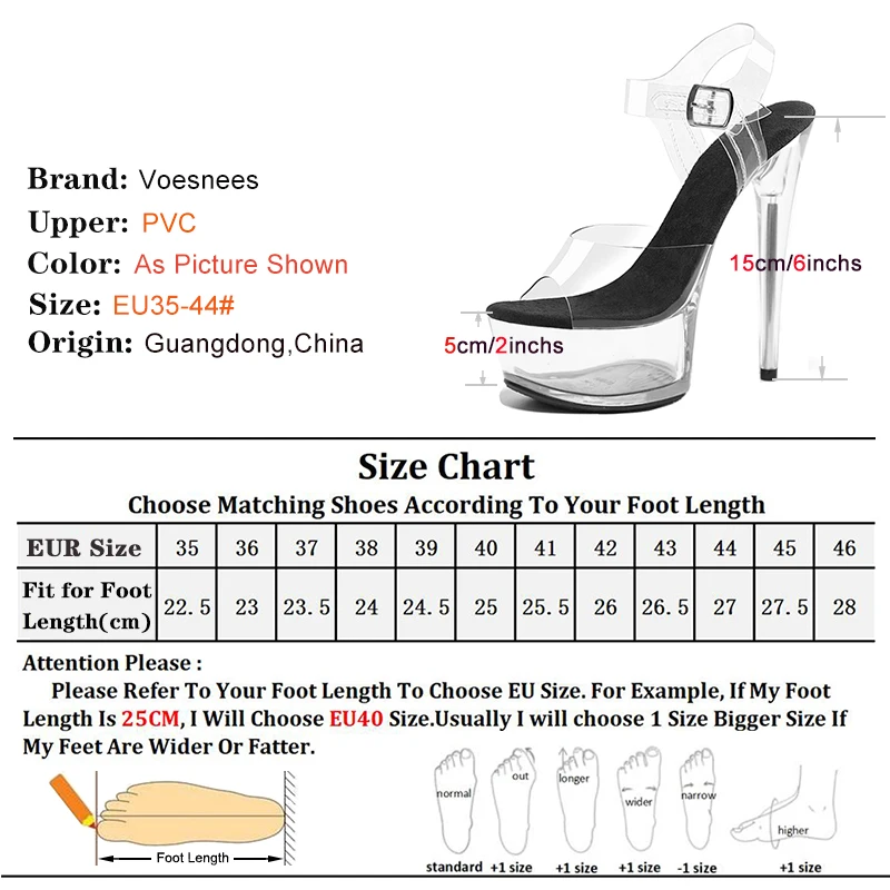 New Woman Transparent Crystal Platform Shoes Sandals Thin Heel Wedding Shoes High Heels 15cm Summer Party Sandals Big Size 34-43