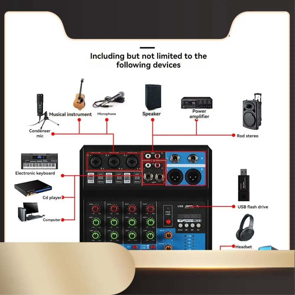 

A5 Live Sound Card Mixing Console Mixer For Live Streaming DJ Audio Equipment Professional Audio 5Channel Sound Mixer-N36R