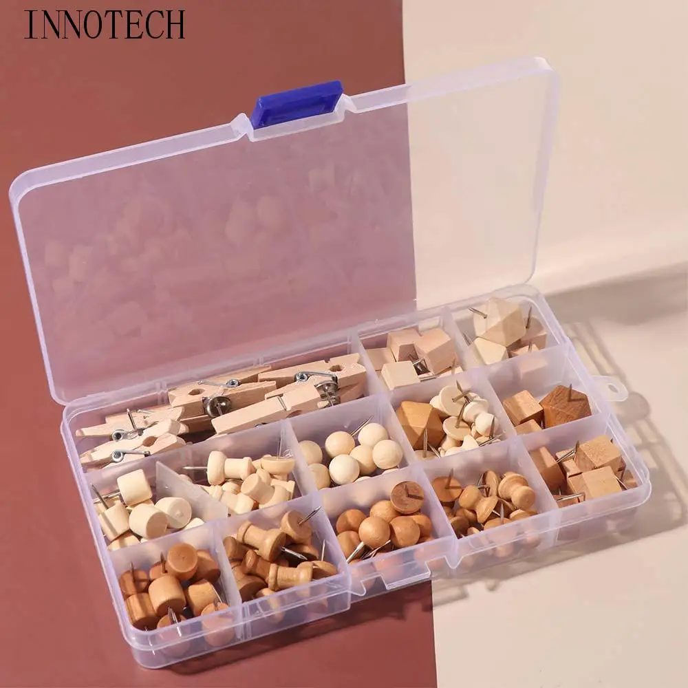 

114 шт. декоративные деревянные канцелярские кнопки различных стилей, деревянные кнопки для рисования, крепежные фотографии с коробкой для хранения, пробковая доска, канцелярская кнопка