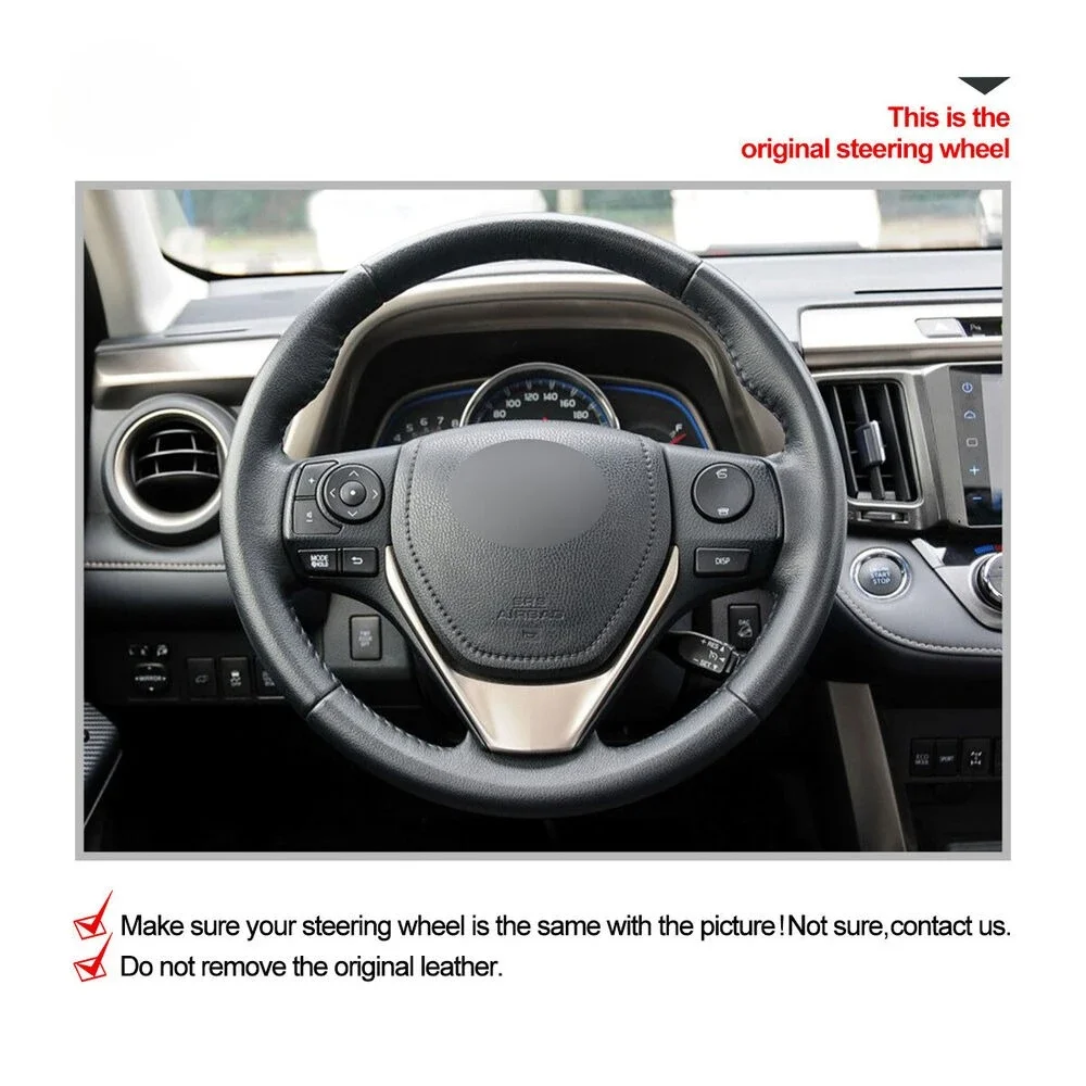 DIY Hand-Sewn Anti slip PU Leather Steering Wheel Cover for Toyota RAV4 Corolla Auris Isis Scion IM Car Interior Accessories