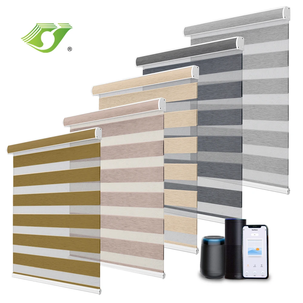 

Electric System Semi-Blackout Zebra Blinds for Window Shade Day and Night Zebra Tuya Alexa for Living Room Smart Home Deco