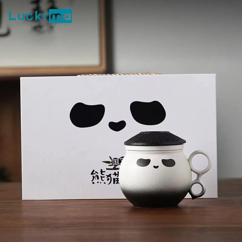 

Ceramic Tea Pot Set Office Tea Set Individual Tea and Water Separation Cups Creative Coffee Cup with Lid for Personal Gift Box