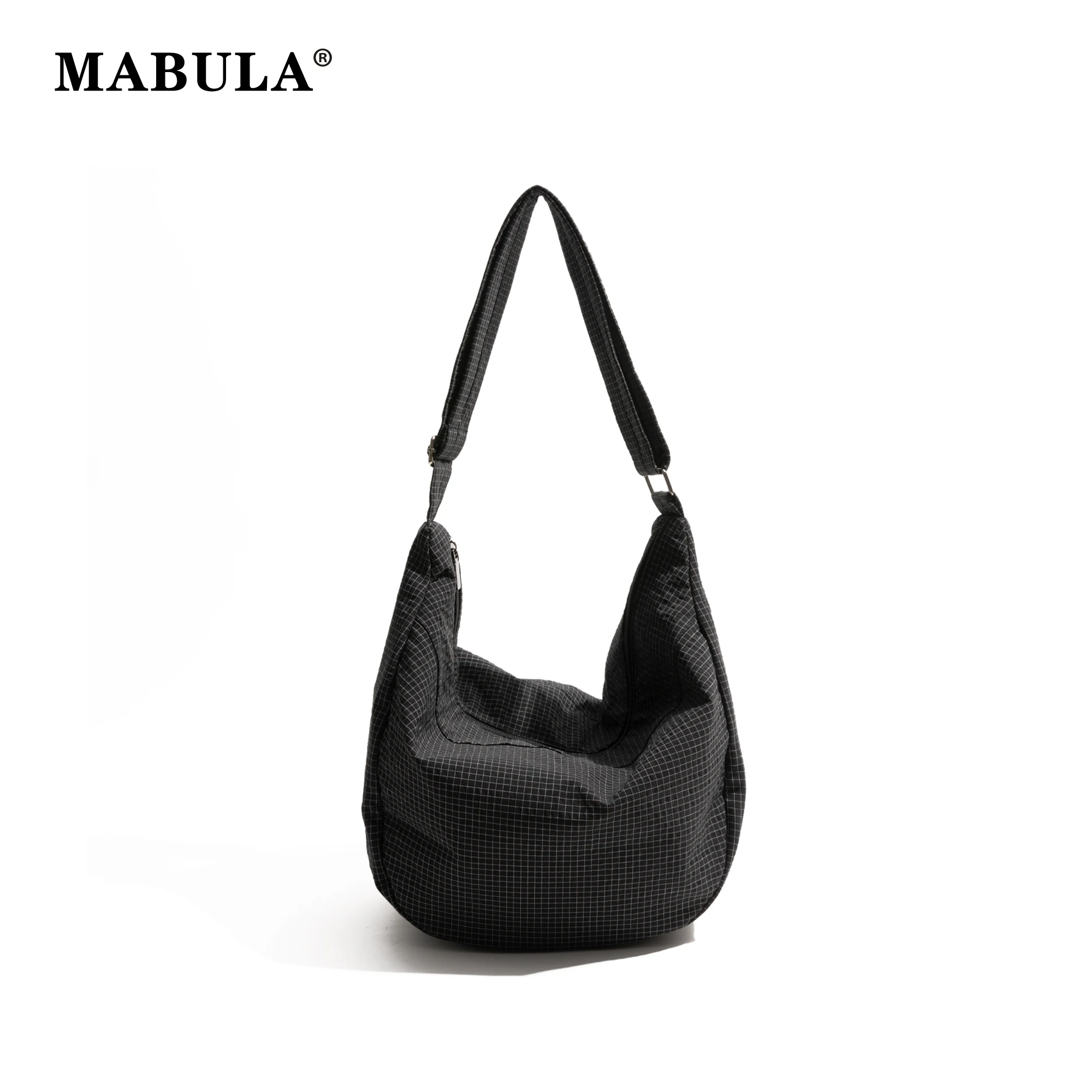 

MABULA Lazy Waffle Plaid Nylon Shoulder Bag Small Plaid Solid Color Simple Casual Shopping Phone Purse Lady Daily Crossbody Bag