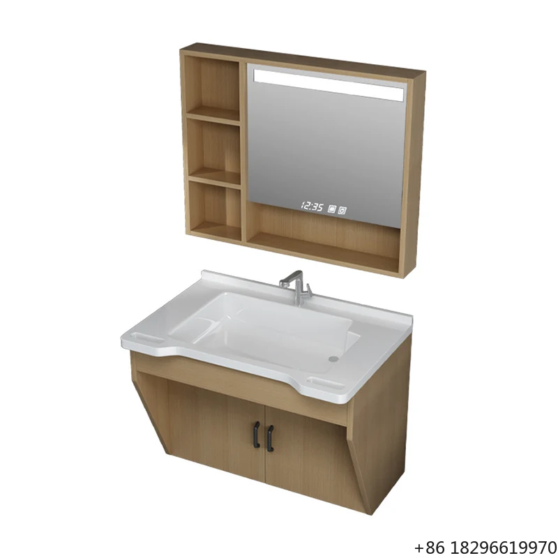 Barrier Free Bathroom Vanity Set With Safety Armrest Sink Mirror Cabinet For Nursing Home Hospital Hotel Elderly Use