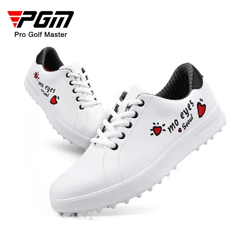 PGM sepatu golf wanita, sepatu tahan air gaya Korea sepatu putih serbaguna, lembut dan bernapas