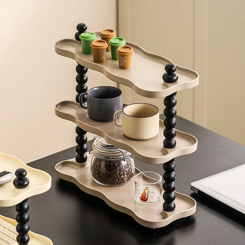 Multi-layer desktop organizer for water cups, bathroom vanity organizer for cups, perfume and cosmetic double-layer storage rack