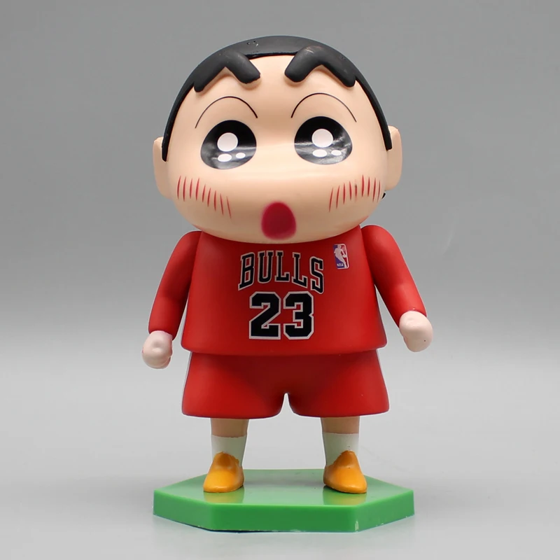 14cm Anime Figure Crayon Shinchan Cos Nba basket Lakers James Doll Pvc modello animazione ornamenti circostante giocattoli regali