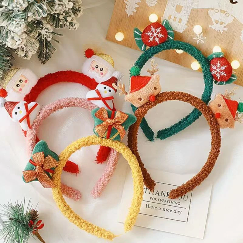 

Merry Christmas Disney Santa Claus Ears Hairbands Women Cute Bells Sugarplum Headbands Girls Snowman Hair Accessories Kids Gifts