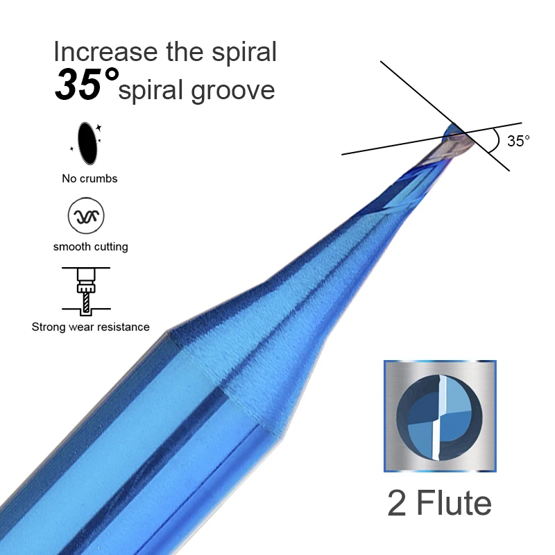 XCAN Milling Cutter 2 Flute Micro Flat End Mill 0.2-0.9mm 4mm Shank Tungsten Carbide CNC Router Bit TiCN Coated Milling Tool