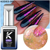 KODIES GEL Opal Top Coat No Wipe Gel Nail Polish Dazzle Glitter Aurora Top Finish Gel Varnishes Semi Permanent UV Manicure Cover