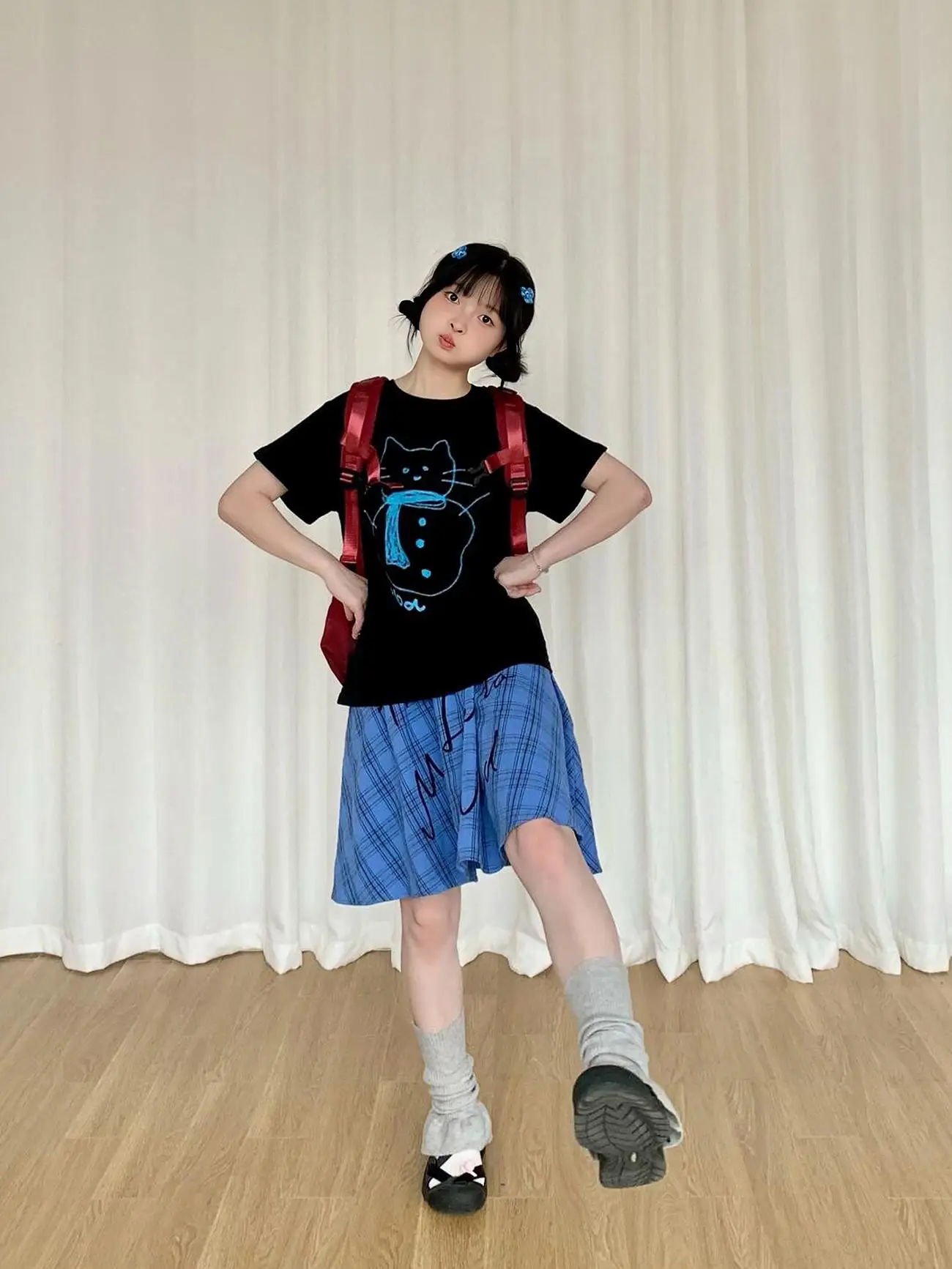 Sakura Mallow Short Sleeve T-Shirt Women's Cute Prank Snowman  Top Slimming Casual Summer Versatile round Neck Short Length