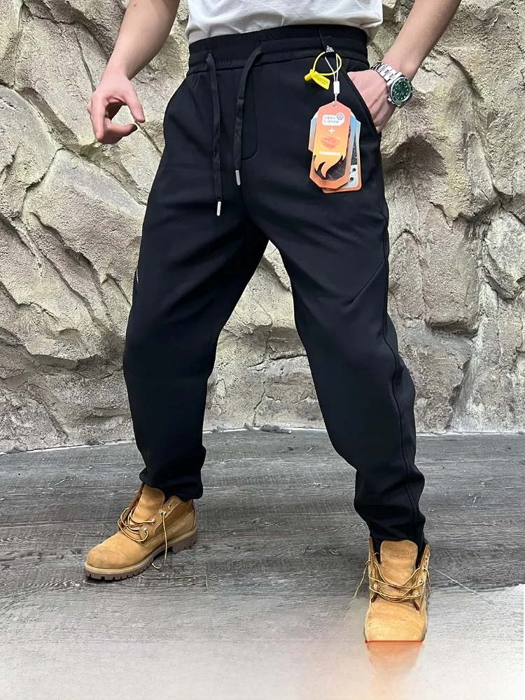 الحرارية Fce Cosite Thiened مستقيم الساق سراويل تقليدية الرجال الخريف الشتاء لون نقي النايلون دنة الثلجي التضاريس بنطلون