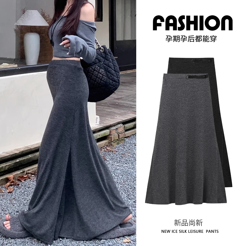 

25SS Spring High Quality Pregnant Women Wear Skirts before and after Giving Birth in Spring A-flip Floor Maternity Skirt