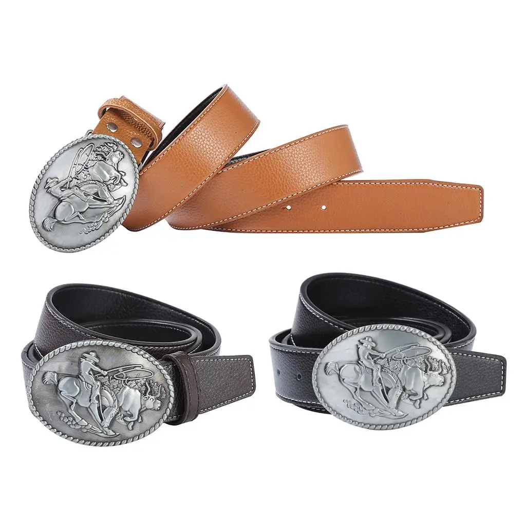 ريترو رجل الغربية جلد كاوبوي رايدر مشبك معدني حزام الخصر