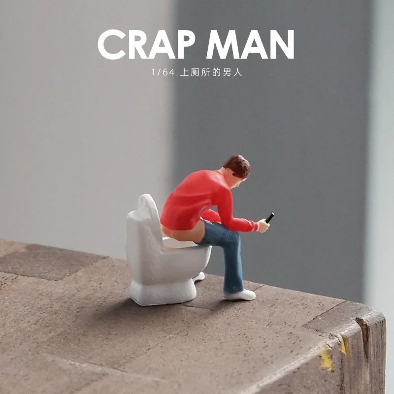 

1: 64 Doll Handmade Toilet man Colored Figure for Diorama