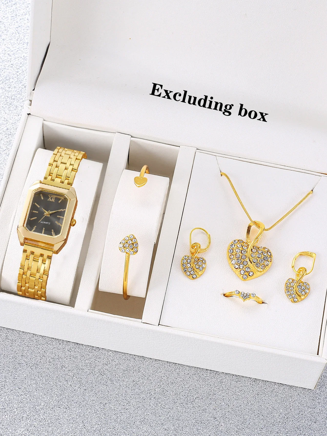 2026Square Women's Watch Fashion Scale Quartz Decorative Alloy Steel Belt Bracelet Watch Set