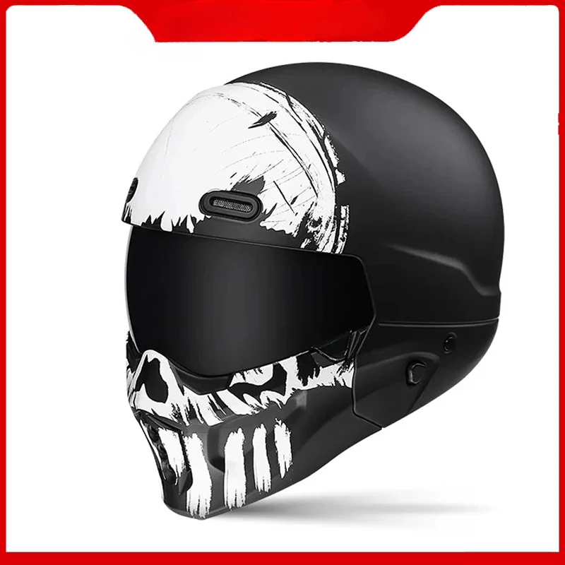 

Half Open Face Fashion Helmet Retro Motorcycle Cascos Moto Motorbike Helmet Locomotive Personality Multi-purpose Combination