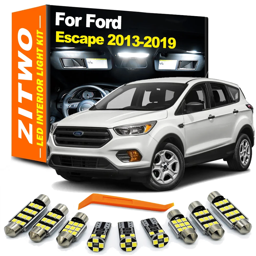 ZITWO 9Pcs LED Interior Light Kit Car Lamp Accessories For Ford Escape 2013 2014 2015 2016 2017 2018 2019 Trunk Sunvisor Bulb