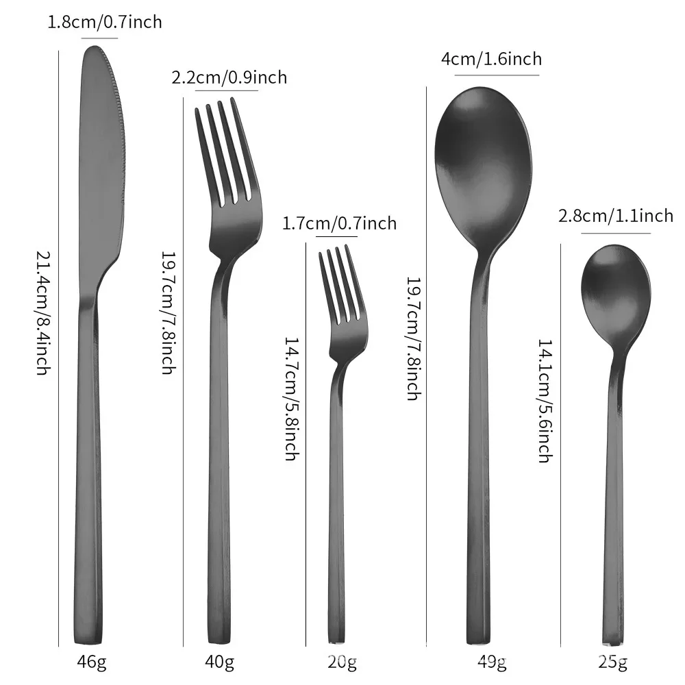 Banquet Events Steak Cutlery Set Natural,Gold,Rose Gold,Iridescent,Black Smooth Polished Edges Complete 5-Piece Set