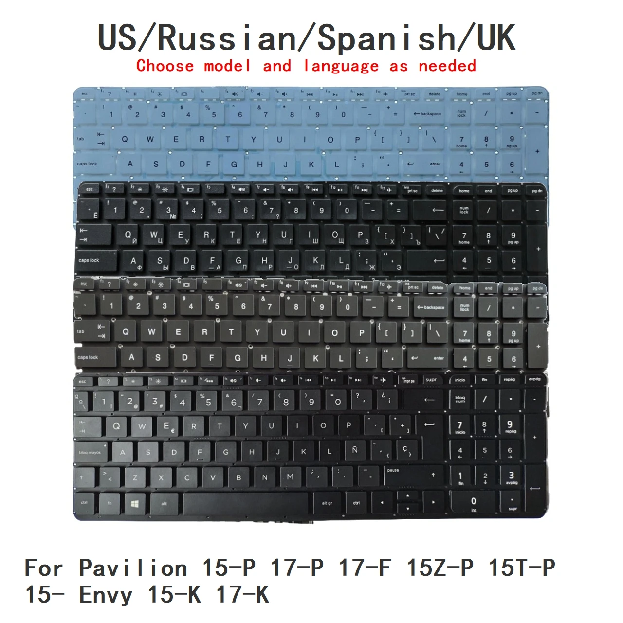 New US Russian Spanish UK Laptop Backlit Keyboard For HP Pavilion 15-P 17-P 17-F 15Z-P 15T-P 15- Envy 15-K 17-K 15-P