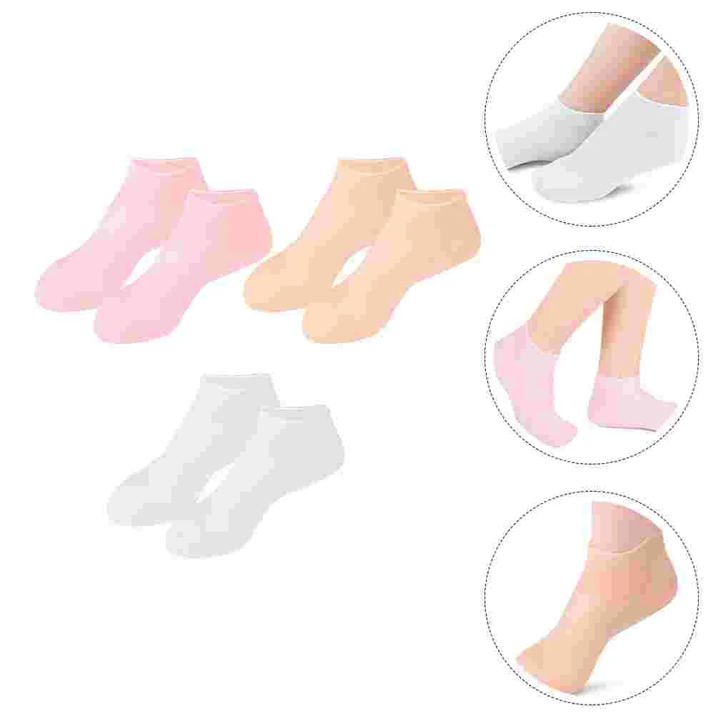 

3 Pairs High Heels Moisturizing Socks Women's Woman Quarter Sebs for Feet Overnight Foot Care Supplies