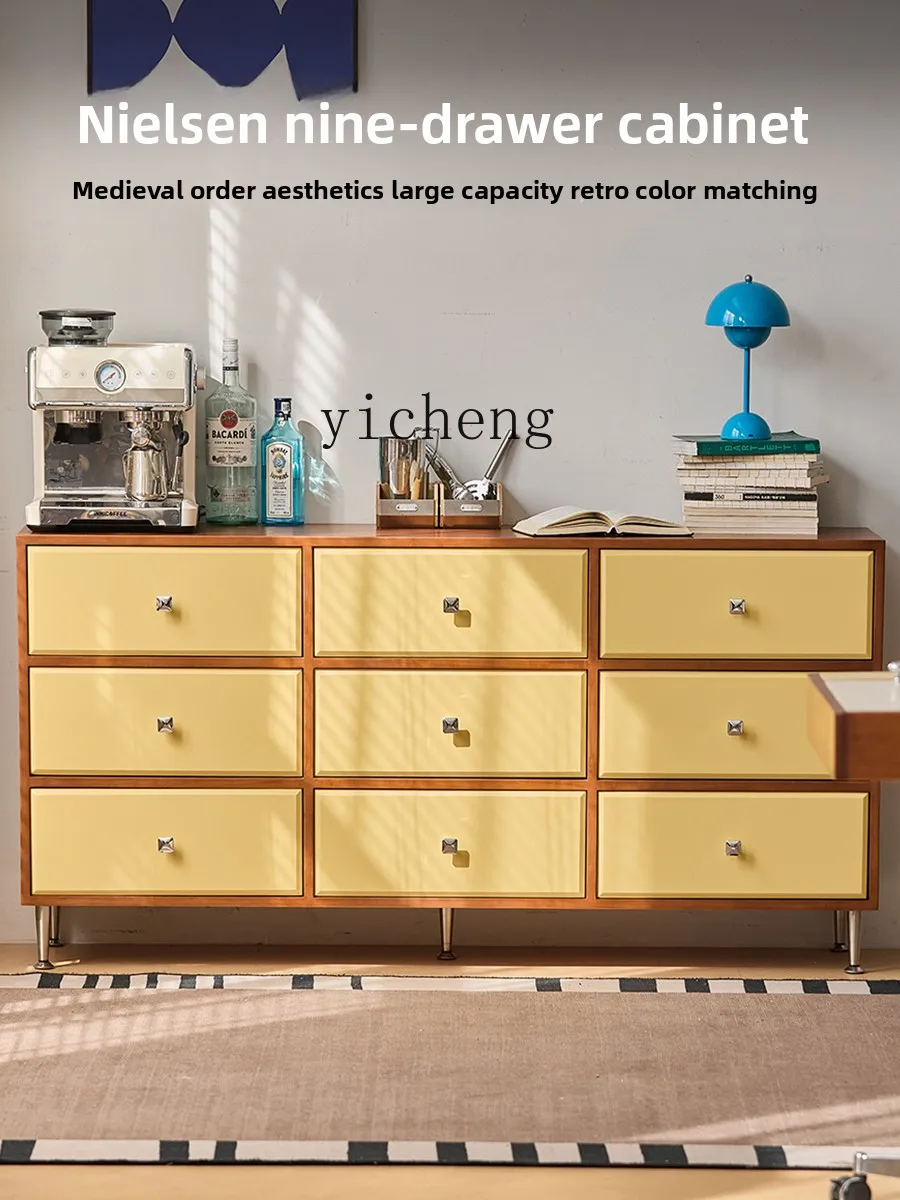 

LX nine chest cabinet solid wood storage cabinet bedroom locker bucket cabinet