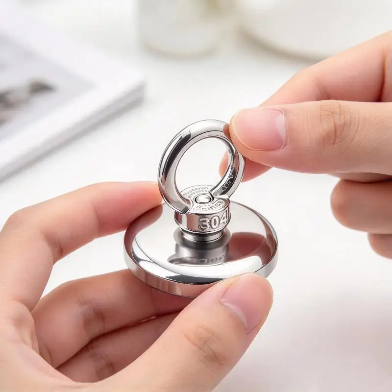 1Pcs N52 Heavy Duty Rare Earth Magnet D25/42mm Super Strong Neodymium Fishing Magnet With Countersunk Hole Eyebolt