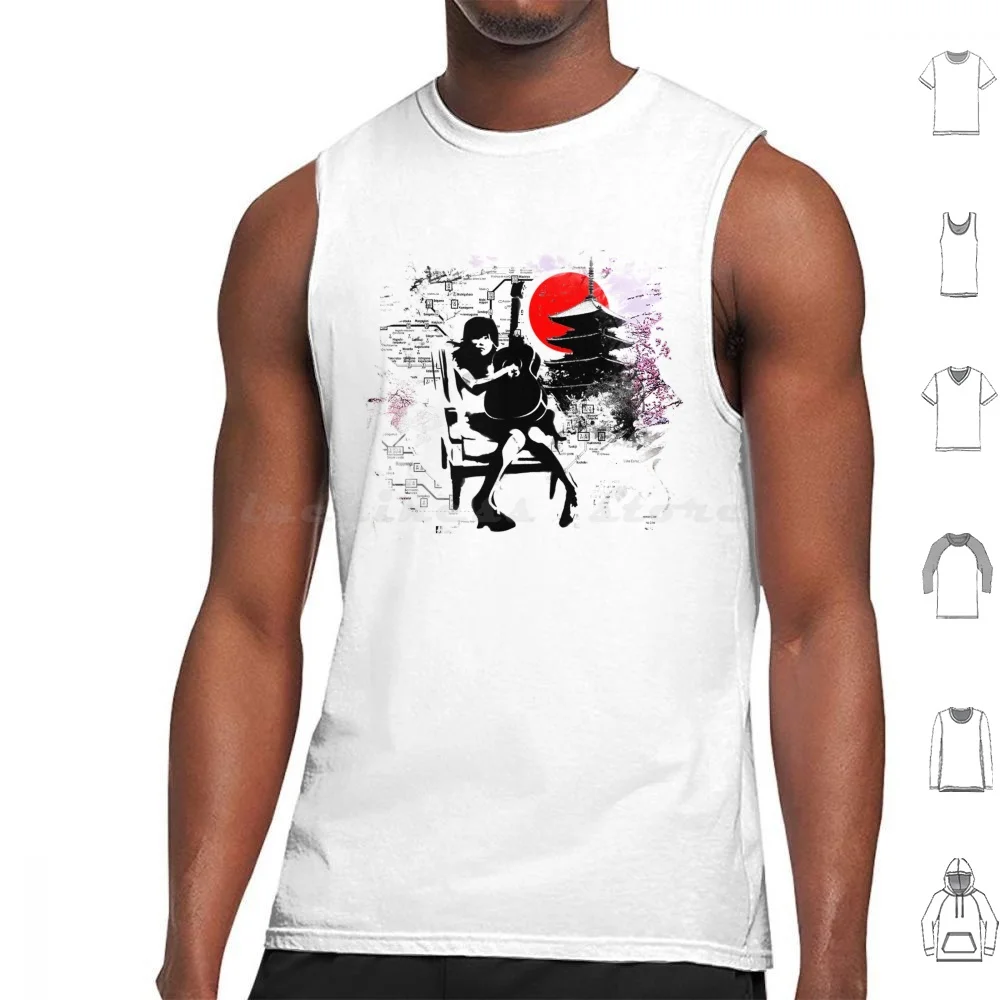 Japanese Guitar Girl Tank Tops Vest Sleeveless Japan Japanese Kyoto Tokyo Shrine Temple Origami Karate Shinjuku Harajuku