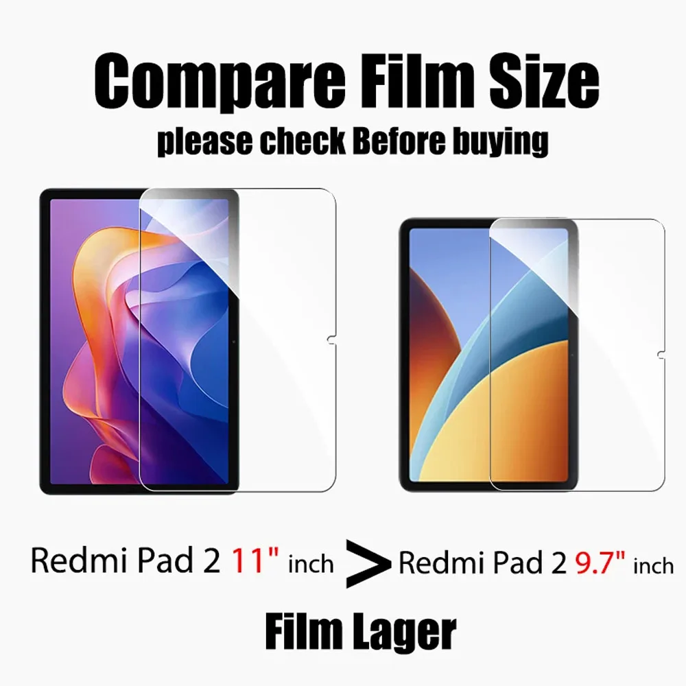 2Pieces Tempered Glass Screen Protector for Xiaomi Redmi Pad 2 9.7 11 2026 2025 9H Protective Film Scratch Proof