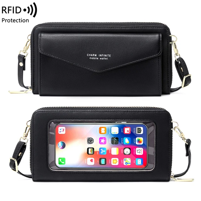 Torba na telefon komórkowy z ekranem dotykowym RFID Szczotka antykradzieżowa Torba na telefon komórkowy Wielofunkcyjna torebka typu crossbody Mała damska torba na ramię