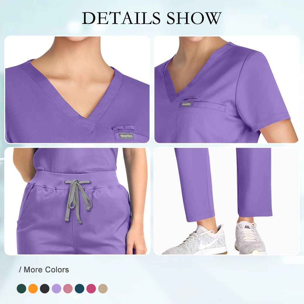 Uniformes cirúrgicos mulher hospital enfermagem esfrega topo e calças define manga curta médico esfrega uniforme atacado roupas clínicas