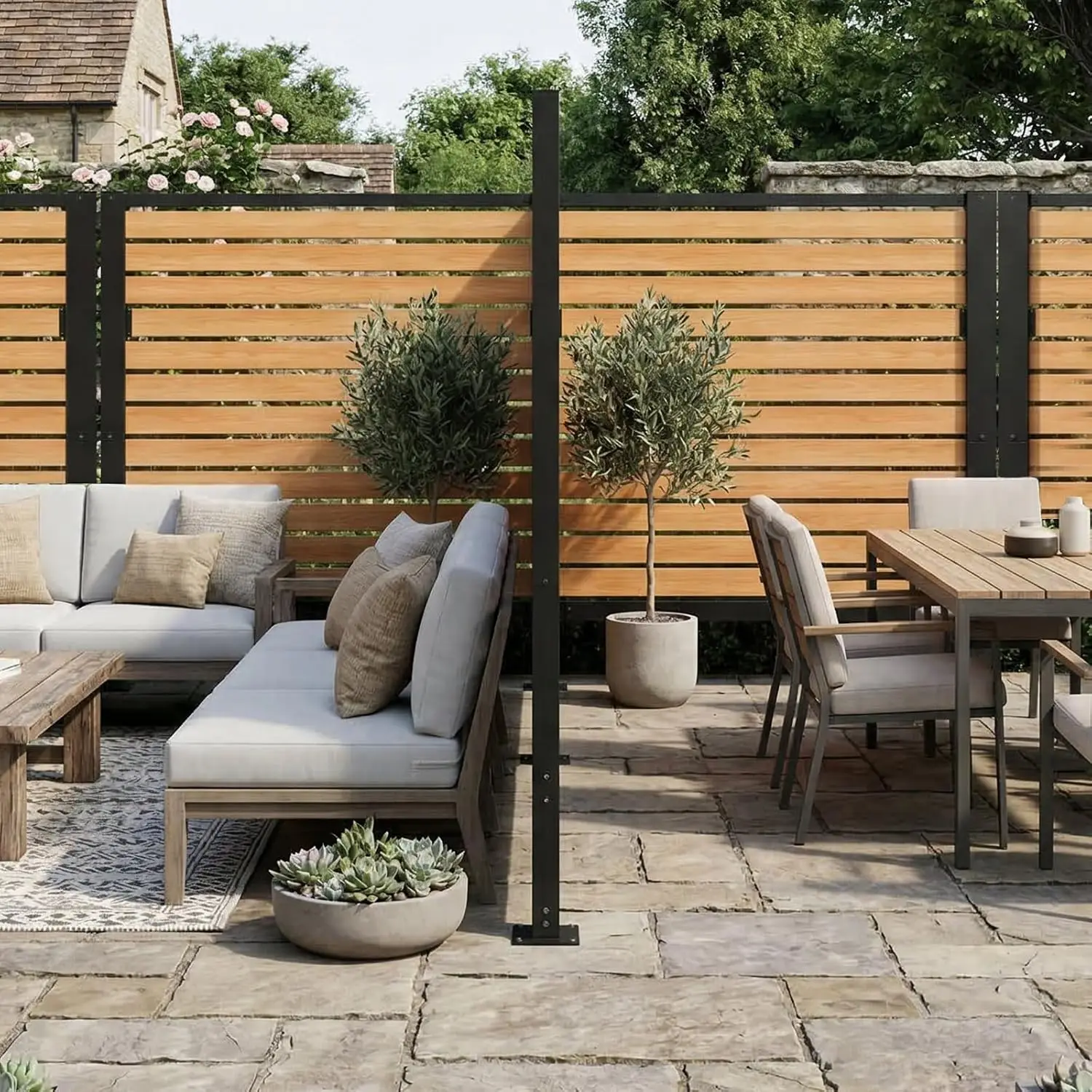 8FT W x 6FT H Air Conditioner Fence No-Dig Privacy Screen Outdoor Garden Yard Enclosure Panel, Customized