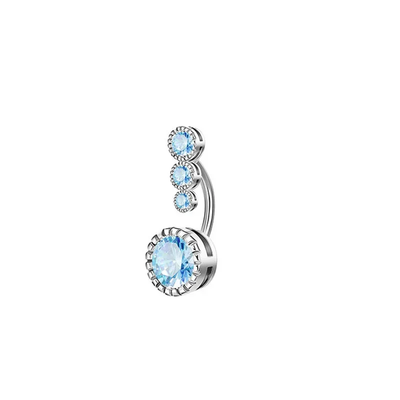 1PCS Blue Crystal Belly Button Rings Stainless Steel Heart Navel Piercing Barbell For Women Butterfly Belly Ring Beach Jewelry