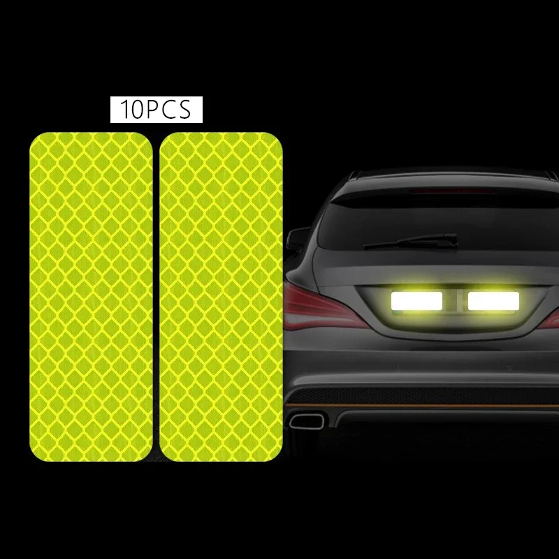 10Pcs Motorcycle Car Reflective Sticker Secure Warning Strip Tape Sticker Auto Styling Decal Bike Automotive Decoration Colorful
