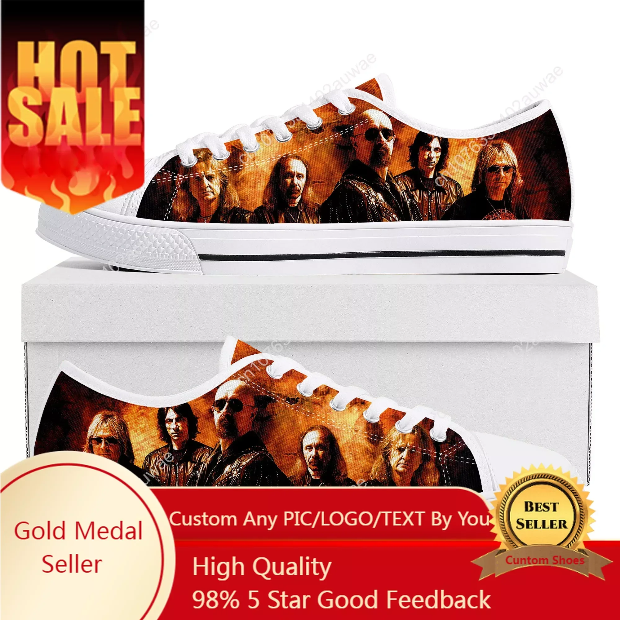 

Judas Priest Heavy Metal Rock Band Low Top High Quality Sneakers Mens Women Teenager Canvas Sneaker Custom Casual Couple Shoes