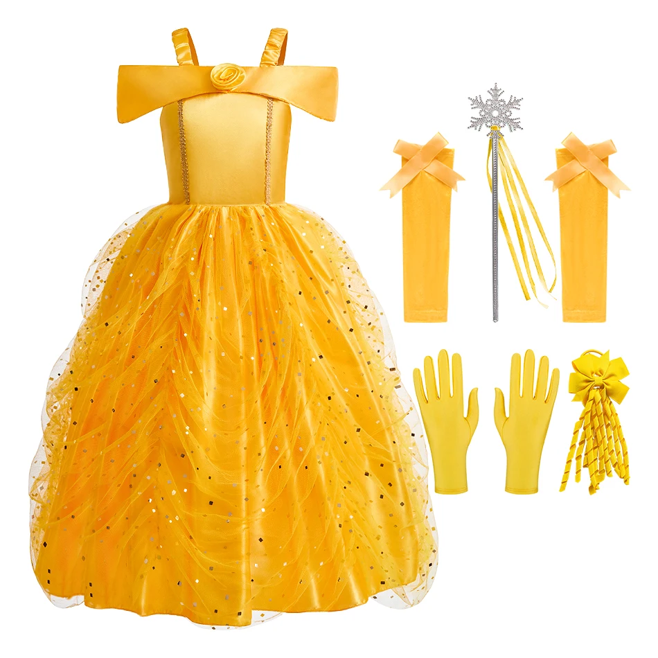

Halloween Child Cosplay Costume Dress For Girls Clothes Sets Baby Girl Belle Princess Dresses Kids Christmas Party Queen Outfit