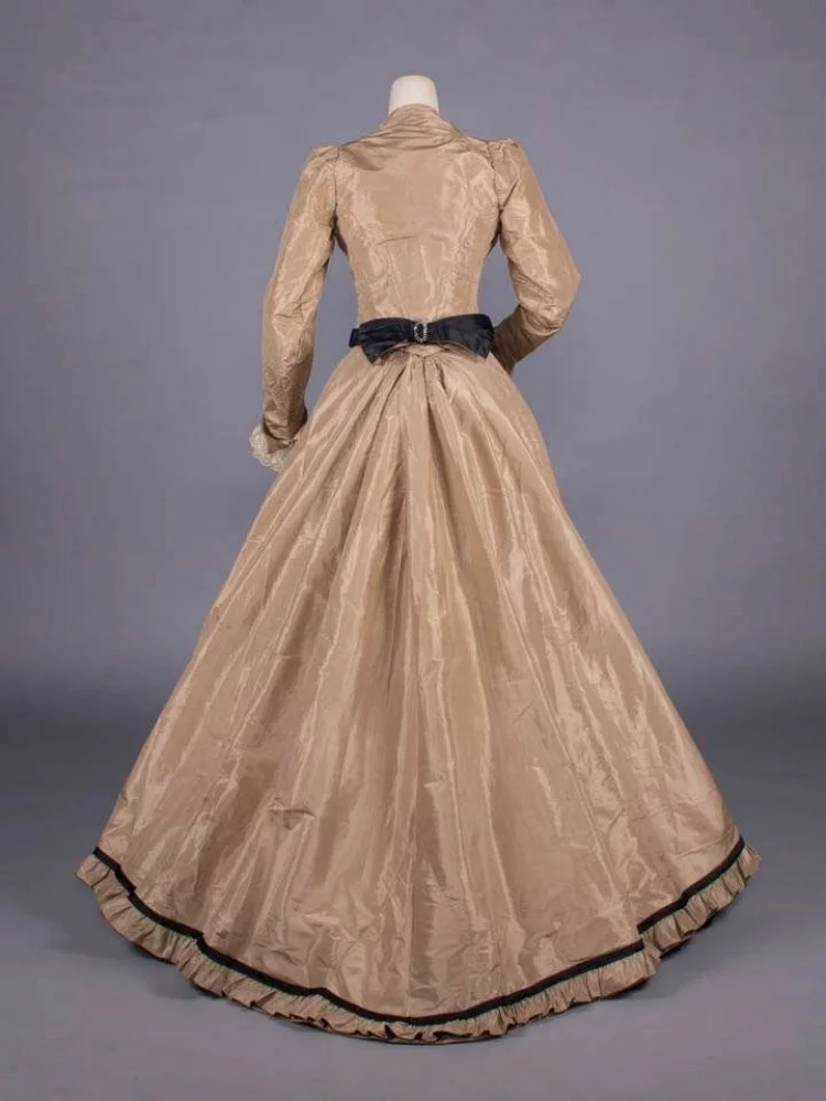 فستان يوم 1890s تاريخي لعصر النهضة الفيكتوري الملكي المحكمة الأميرة الكرة ثوب المسرح الأداء الاسكتلندي