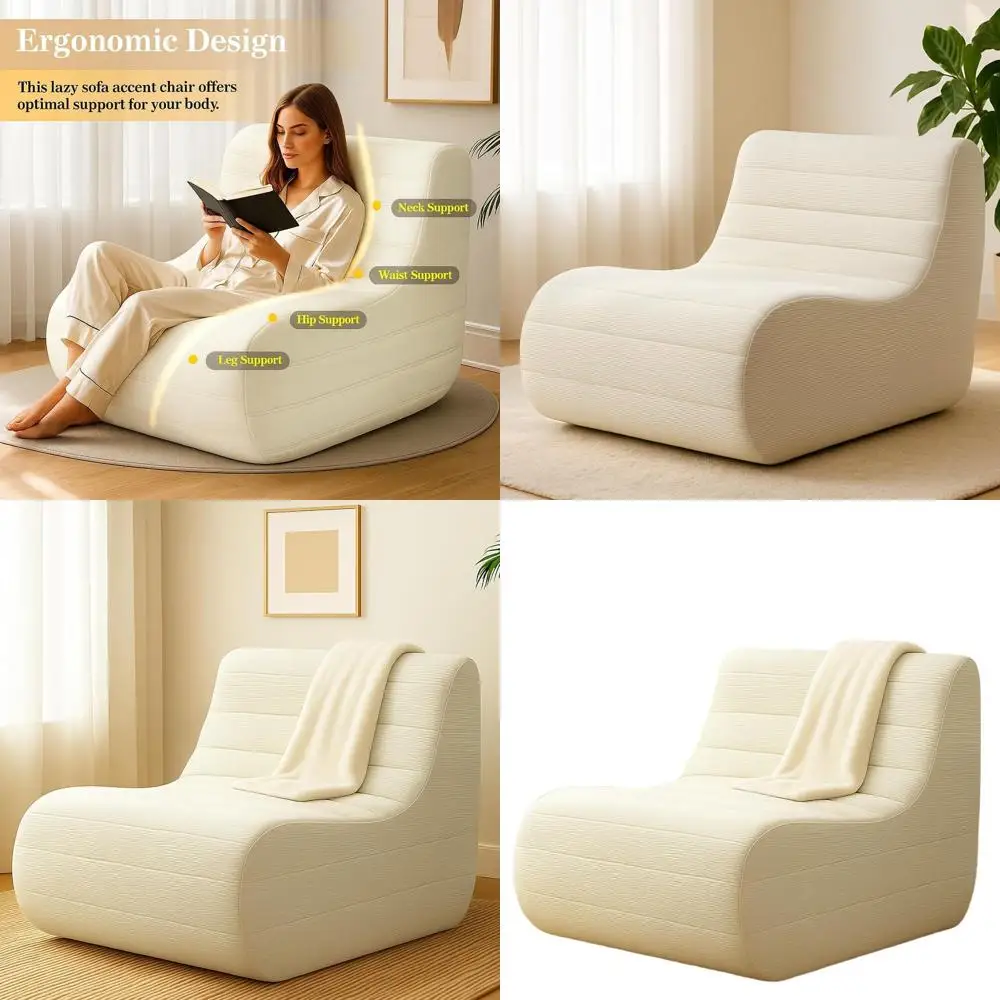 

Memory Foam Bean Bag Chair - Large Lazy Sofa Sack for Home, Bedroom, Living Room, Office, White