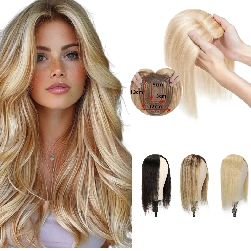 Wig Human Remy Hair Silk Lace Base Clip In 12x13cm 35cm Middle Part Machine Made #P18-613 #2 Big Offer 48H Ship