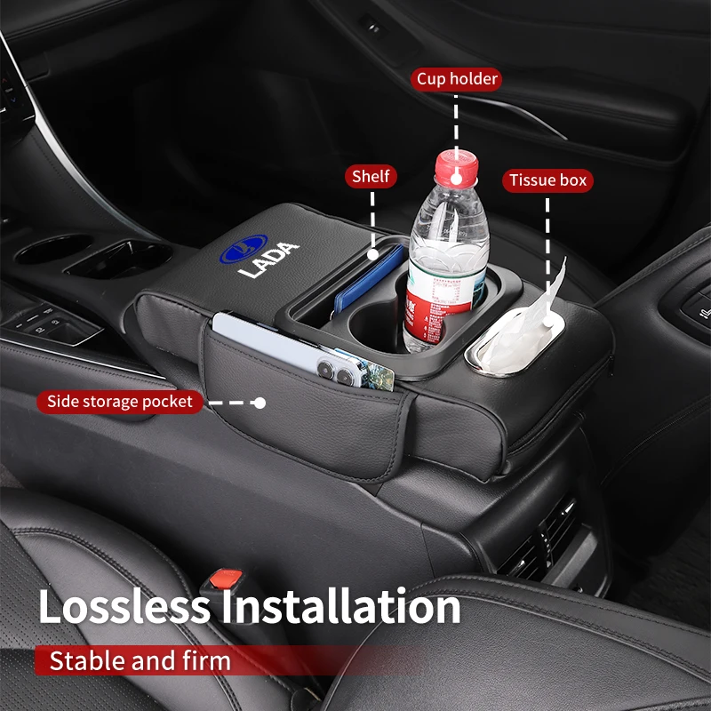 Car Armrest Box Cushion Console Storage Box Elbow Rest Pad Accessories For Lada Priora Sedan Sport Kalina Granta Vesta Niva Larg