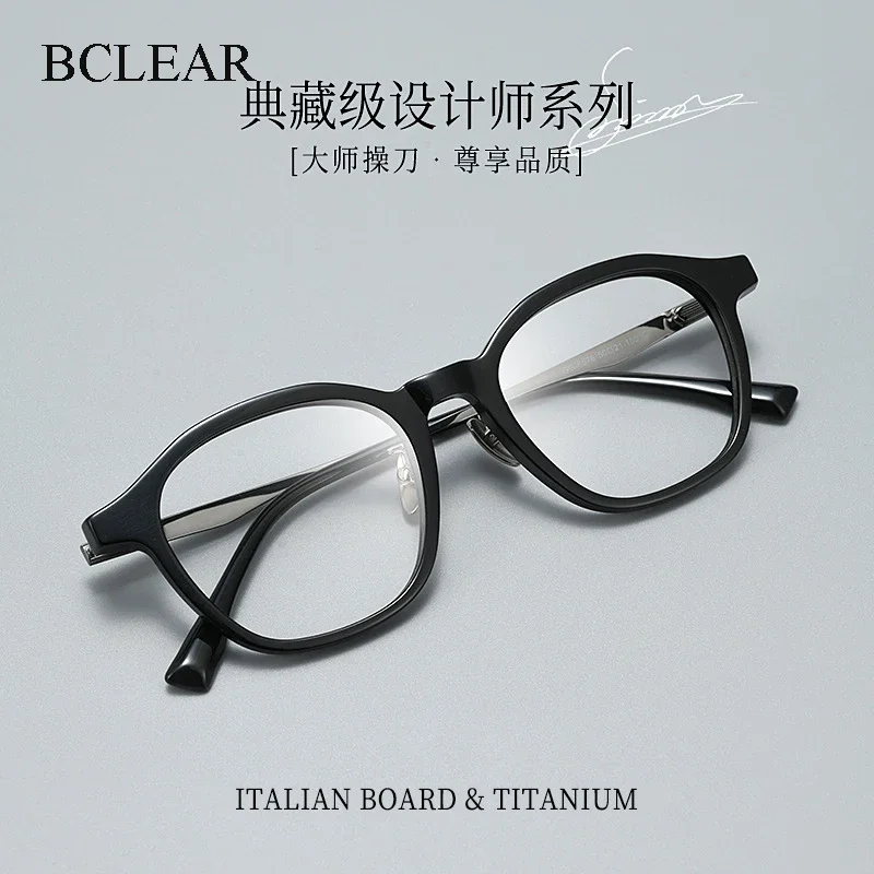 BCLEAR  High Quality Acetate Glasses Vintage Round Men Optical Prescription Eyeglasses Frame Women Korea Luxury Brand Eyewear