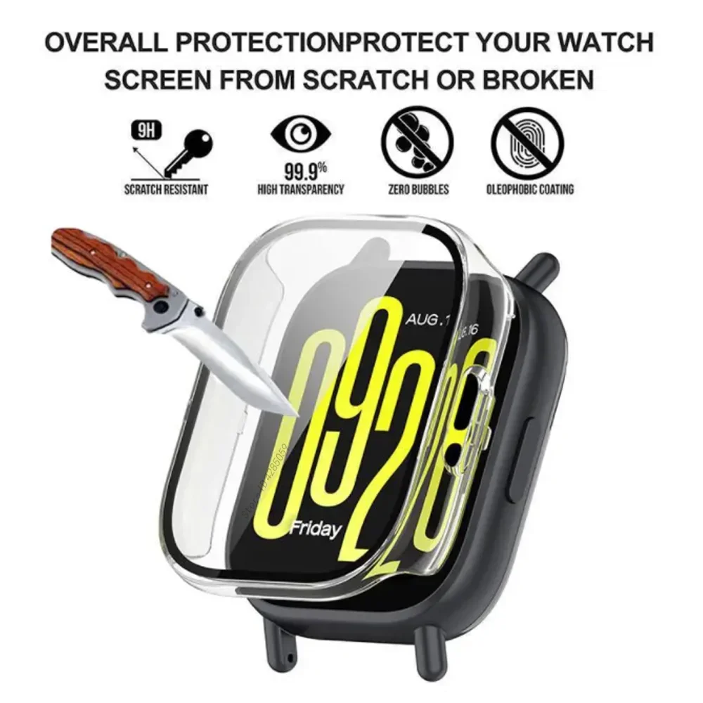 حافظة حماية للكمبيوتر الشخصي + زجاج لساعة Xiaomi Redmi 5 ساعة ذكية نشطة مضادة للخدش لملحقات Redmi Watch 5 Lite