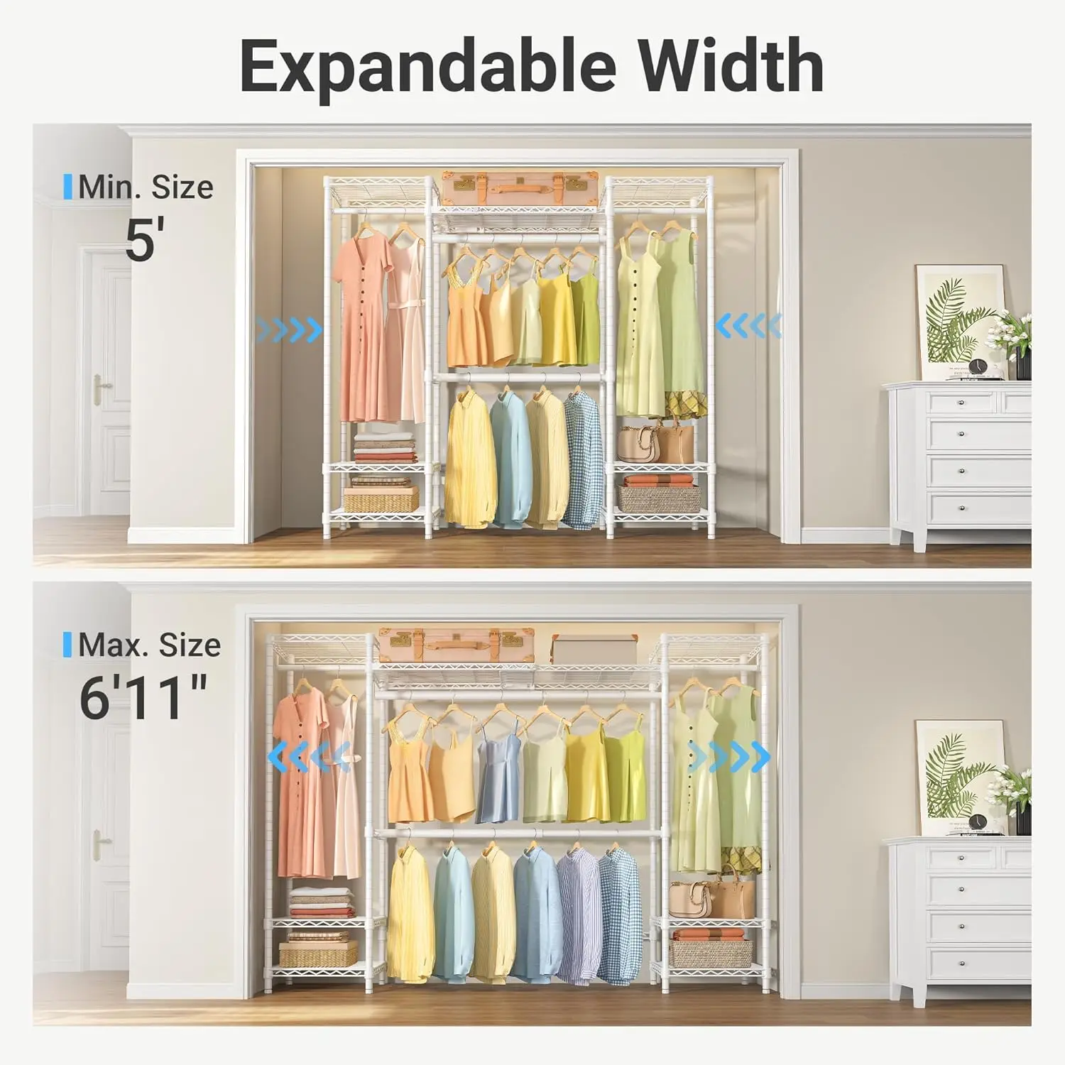 #Expandable Clothes Rack Adjustable from 5' to 6'11