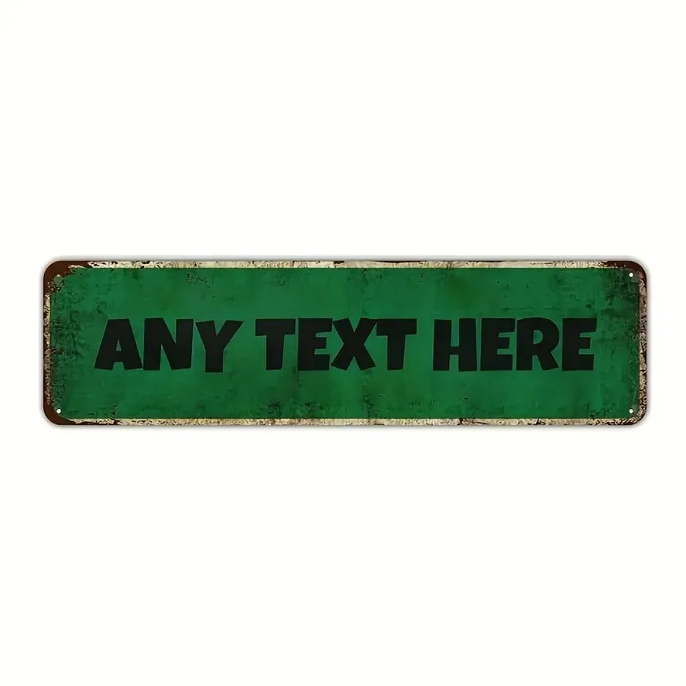 [2D Flat] 1pc Custom Any Text Vintage Green Distressed Rust Edge Metal Wall Sign (Only For Decoration)