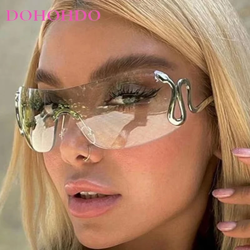 

DOHOHDO 2025 Fashion One Piece Women Sunglasses Trendy Oversized Outdoor Goggles Sun Glasses Men Punk Personalized Eyewear UV400