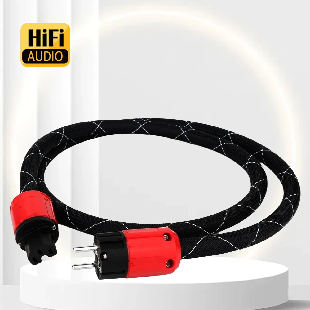 10AWG HiFi Power Cable Cord EU/US/AU AC Mains Cord Audiophile with EU Rhodium Plated Plug for HiFi amplifier CD DVD player